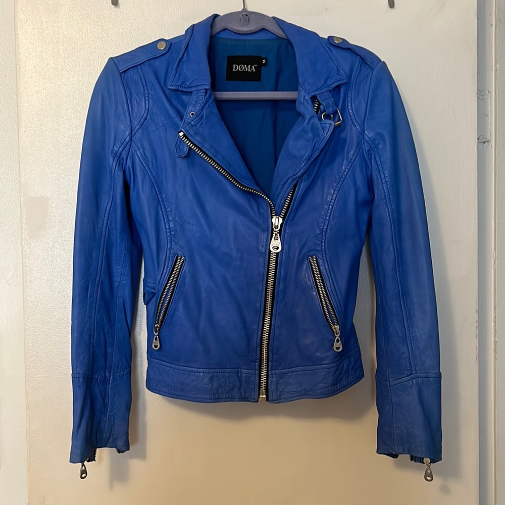 Doma Cobalt Blue Leather Jacket